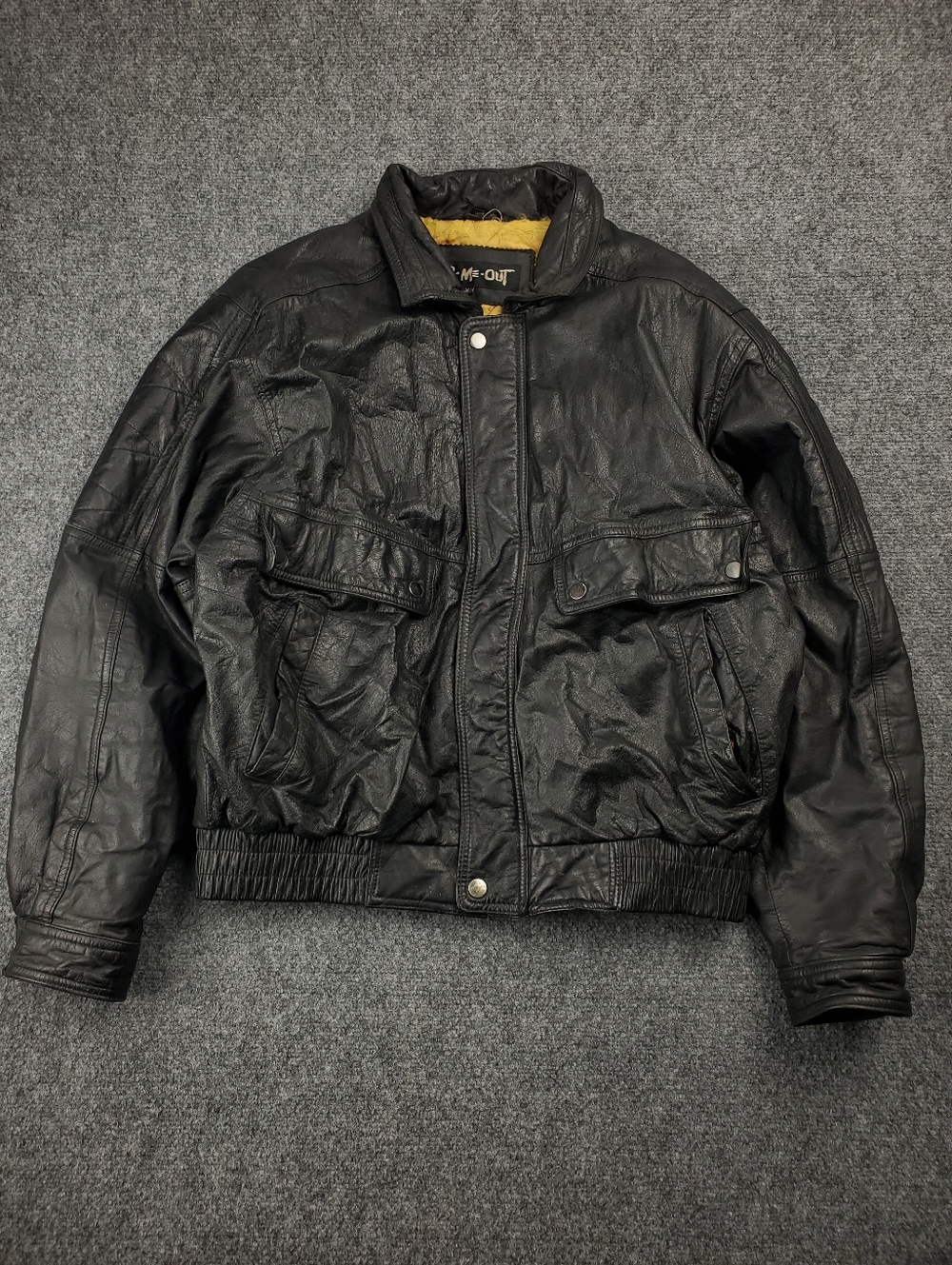 Vintage 80s Leather Bomber Jacket Medium  Wear Me Out Distressed Flight Aviator